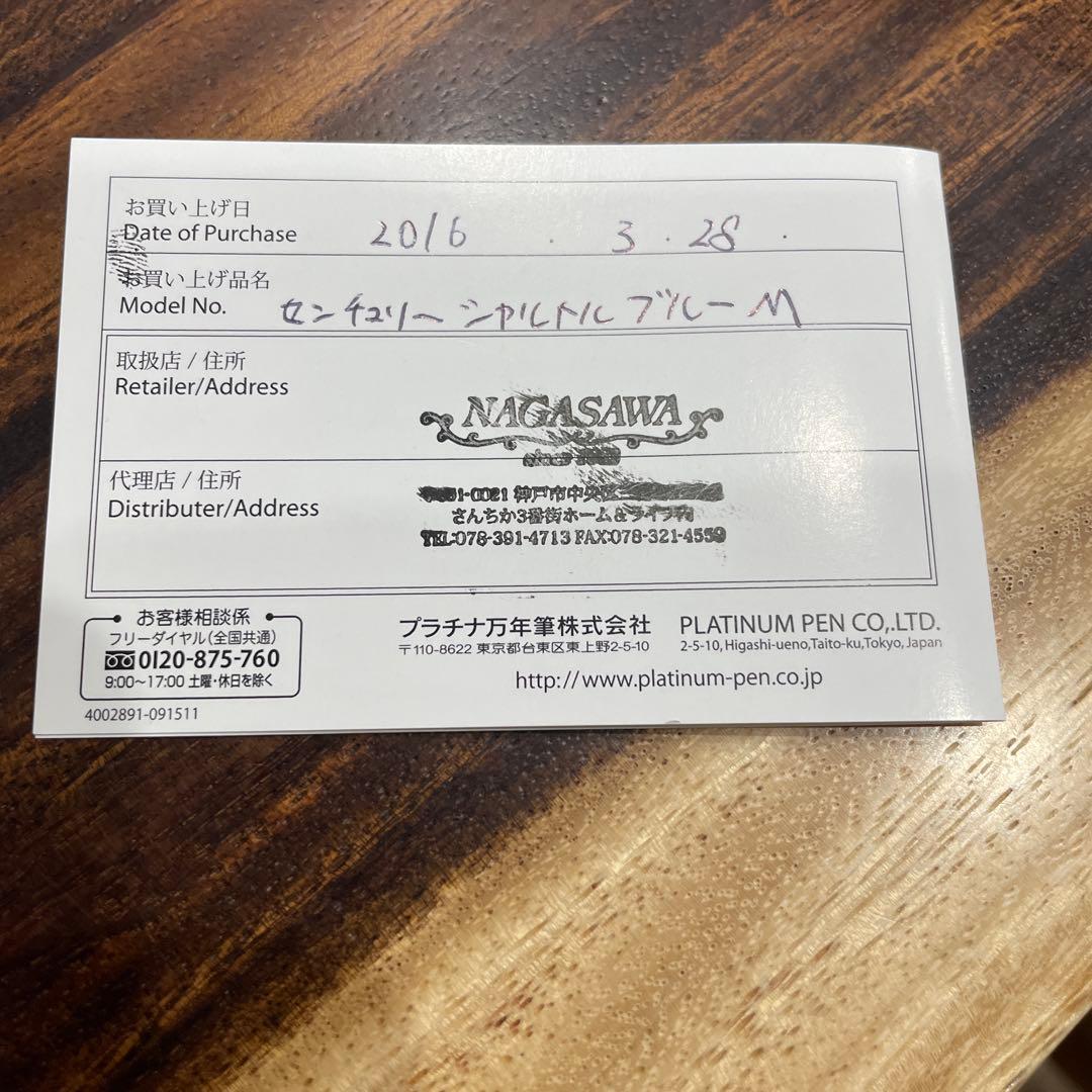 PLATINUM 青色 万年筆 専用ケース付き