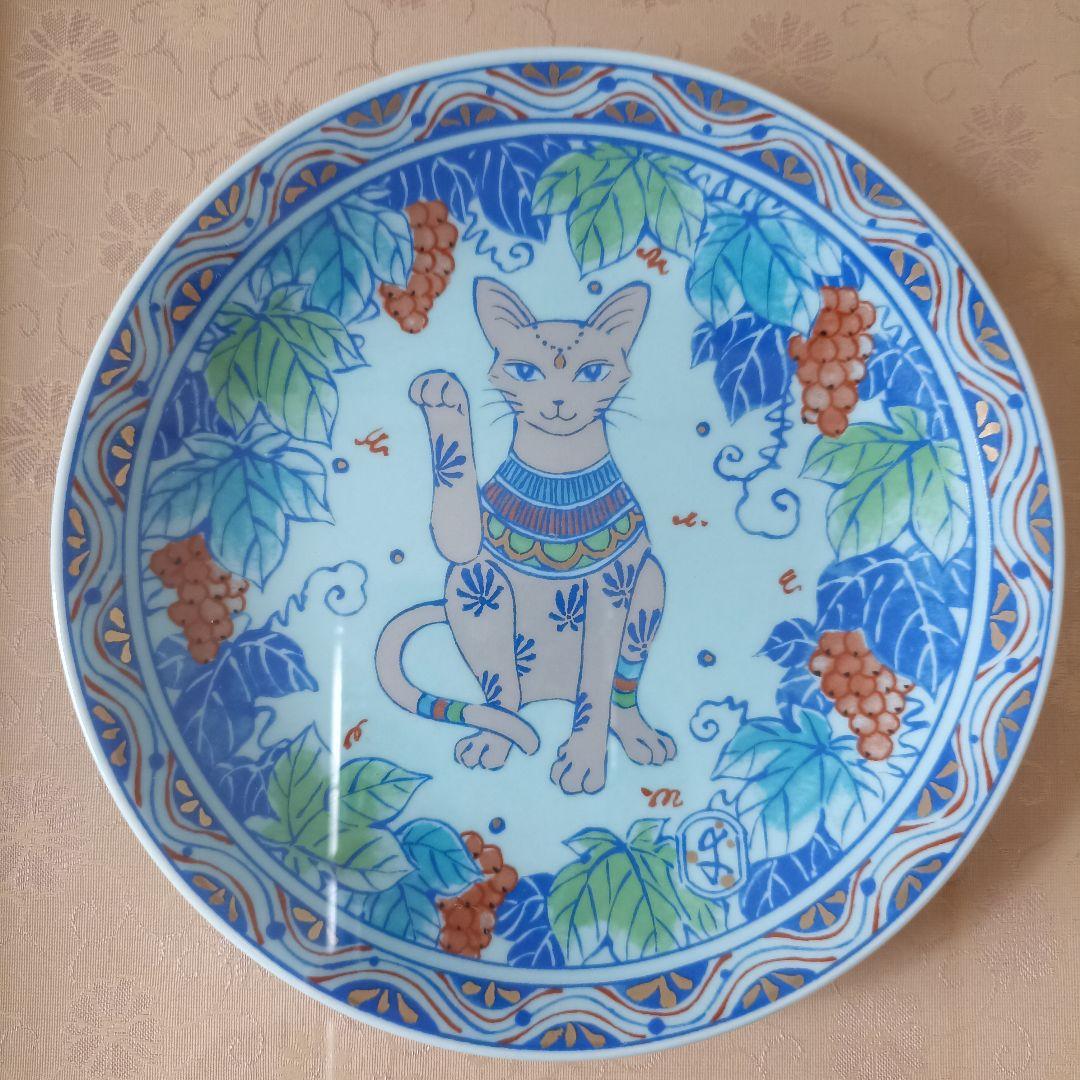 美品 幸兵衛窯 美濃焼 色絵陶額「招き猫」化粧箱入 KOBEIGAMA 日本