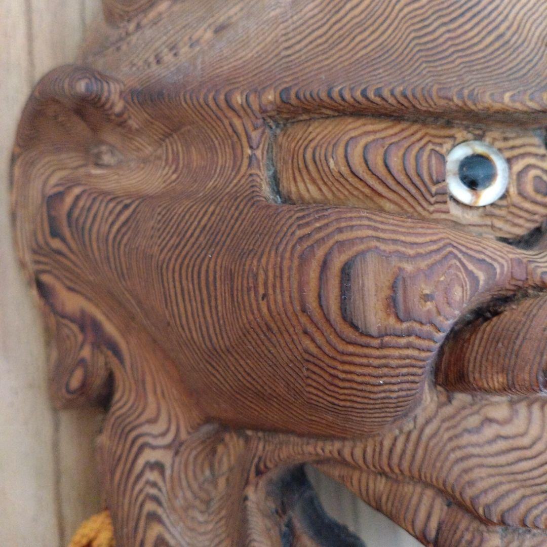 桃太郎さま専用　訳あり　角破損　修復済　木製　般若面