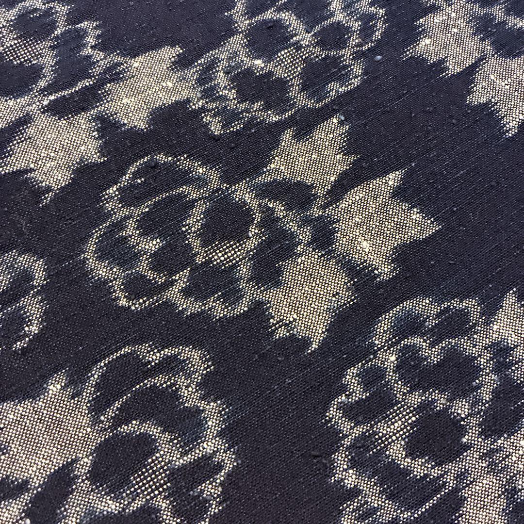 久留米かすり 反物 山村順吾 証紙 花絣 草花文様 藍色 綿 - メルカリ