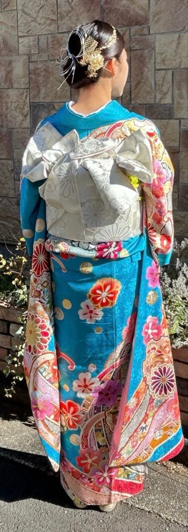 ≪美品≫ 成人式 振袖 フルセット ターコイズブルー