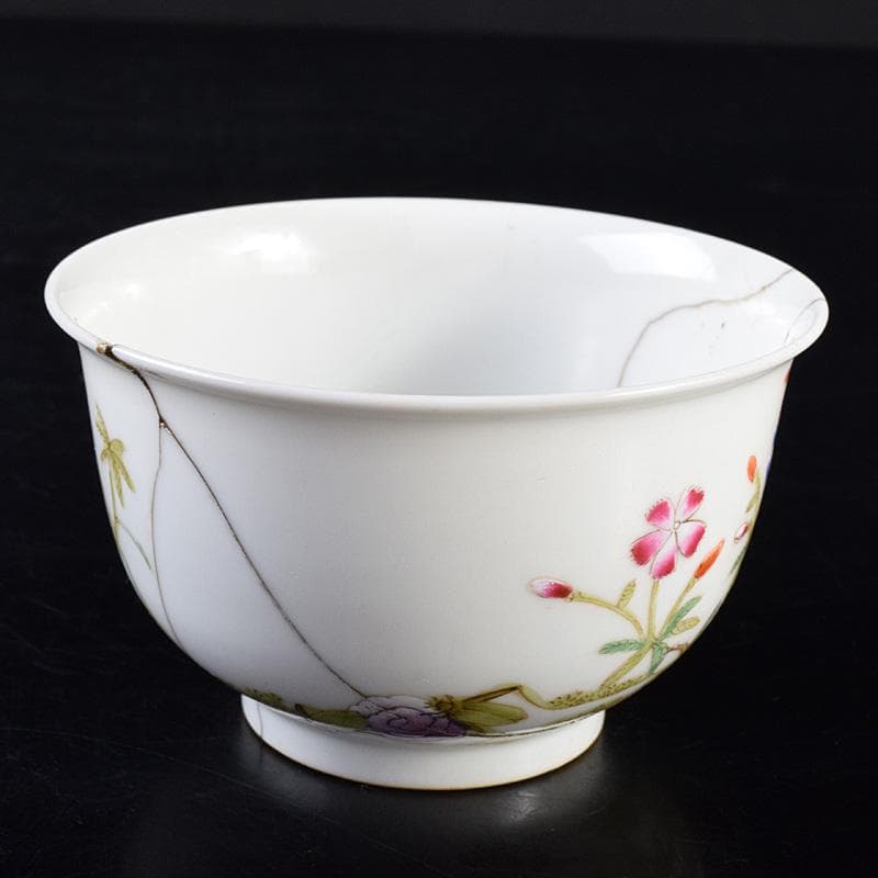 中国 大清光緒年製 粉彩花昆虫文碗 V 7805E