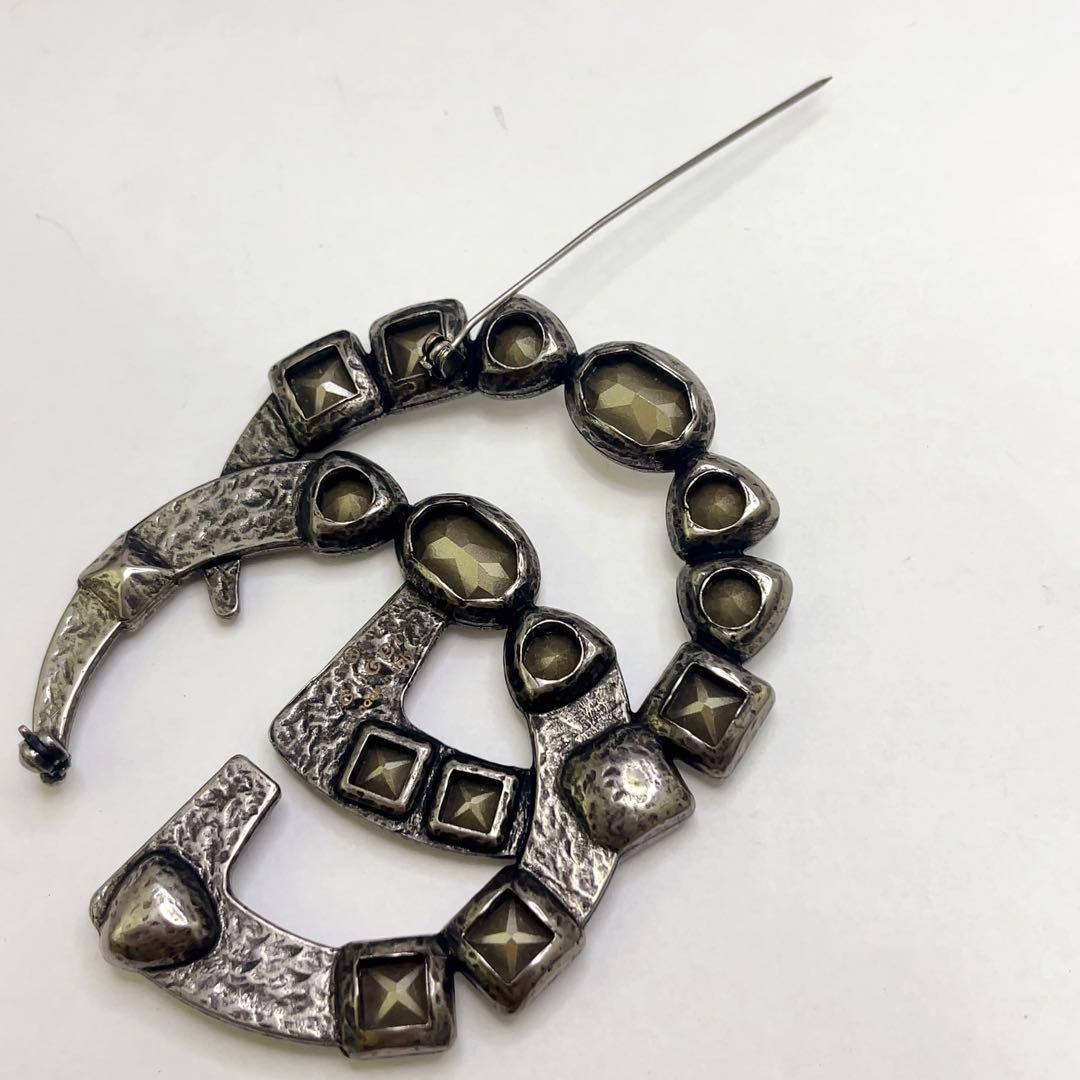 ◇グッチ◇メタル×ラインストーン/ダブルG/ブローチ/ブランド