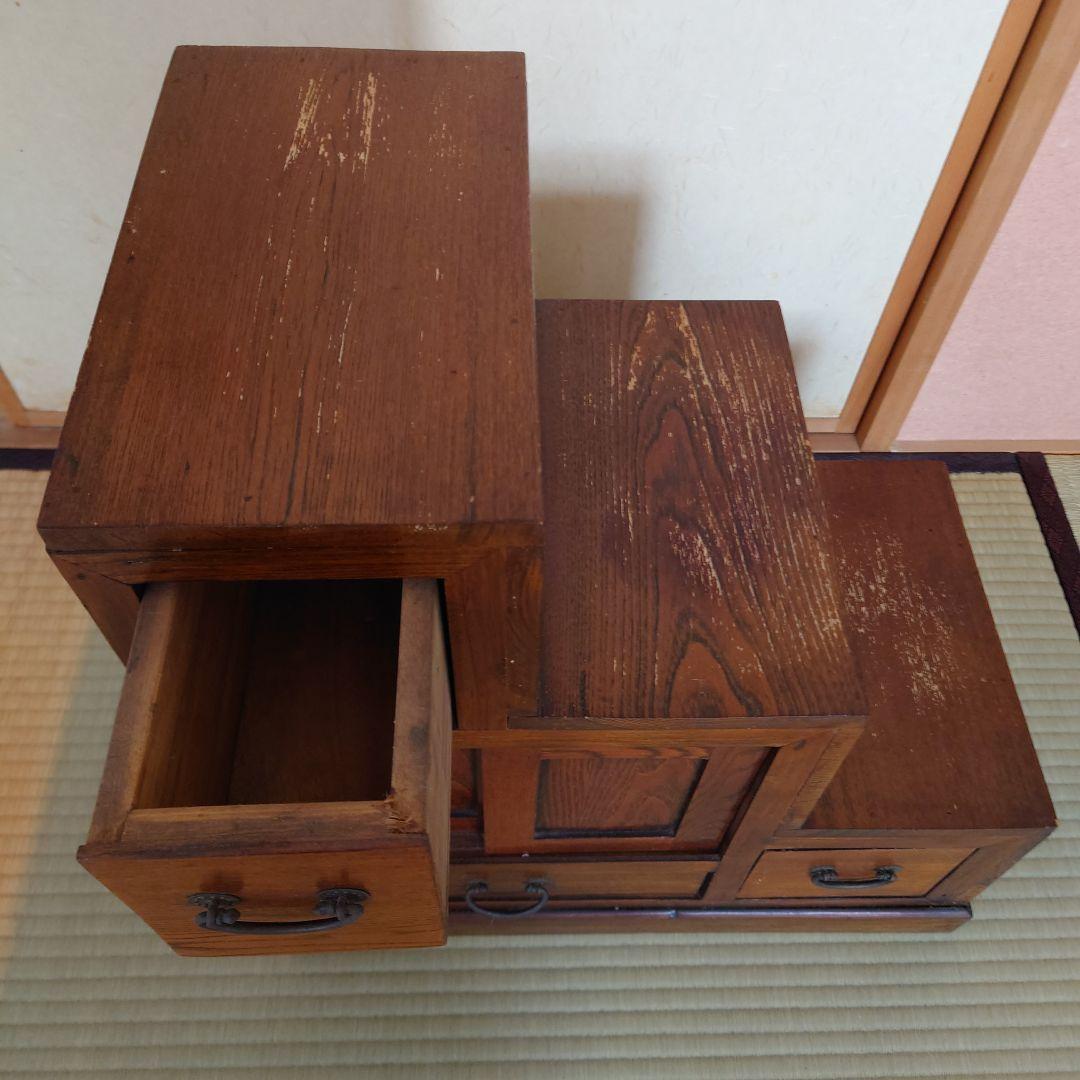 階段箪笥 タンス アンティーク 骨董 両面誂え