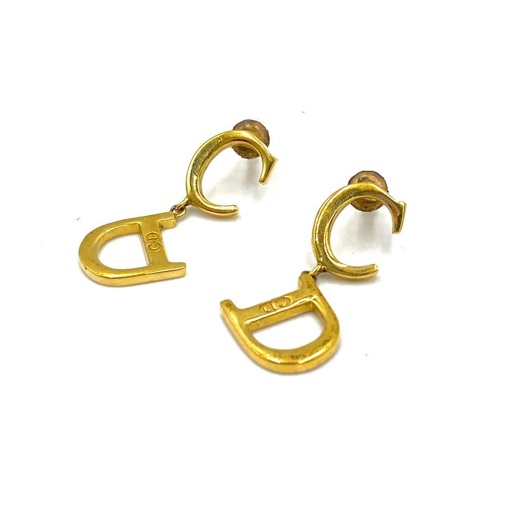 クリスチャン ディオール Dior ピアス 両耳 ゴールド ロゴ