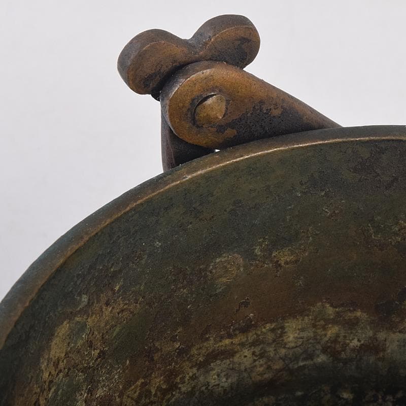 中国 宣徳年製款 古銅宣徳銅 馬刻 持ち手付 透かし蓋香炉 M R8855