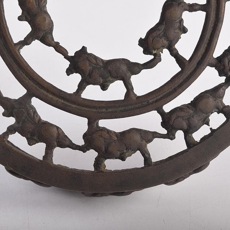 中国 宣徳年製款 古銅宣徳銅 馬刻 持ち手付 透かし蓋香炉 M R8855