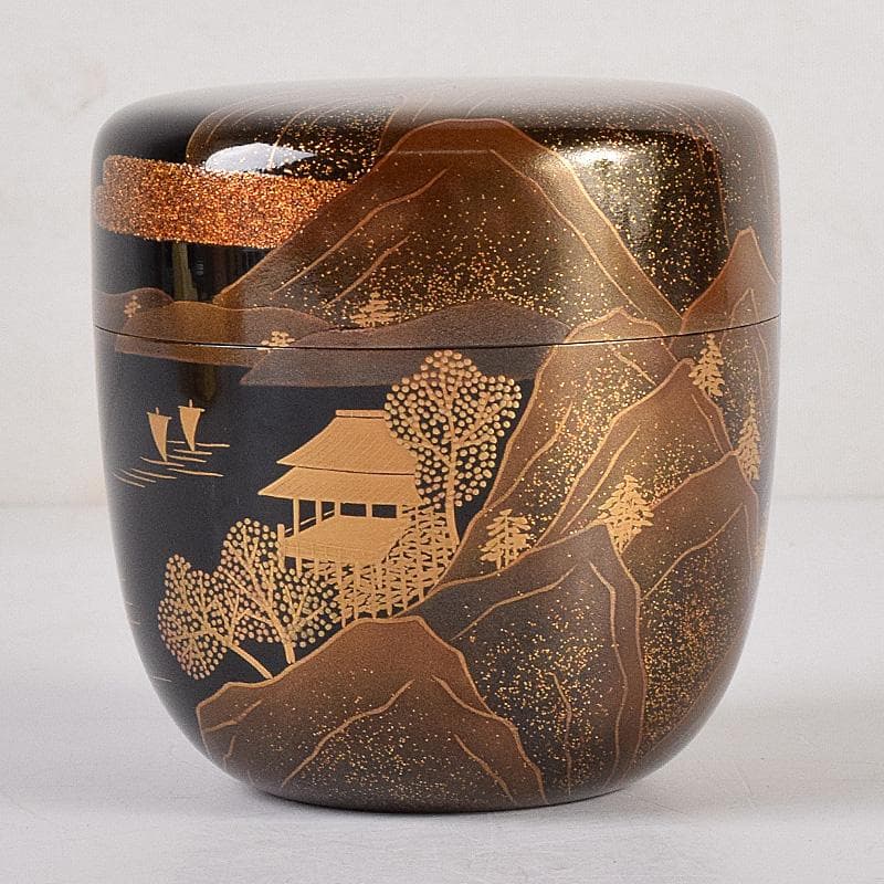 茶道具 漆匠 前端春斉作 山水蒔絵 内銀溜 黒棗 共箱 V R8487 - メルカリ