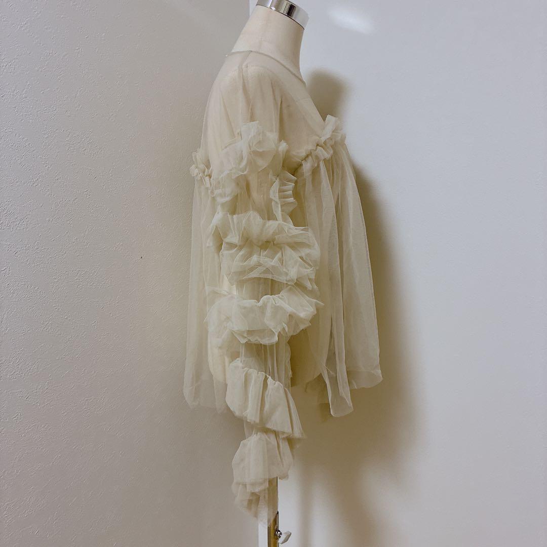 大人気⭐︎ANDRESDアンドレスド　ニアナ　ベージュ　チュールフリルブラウス