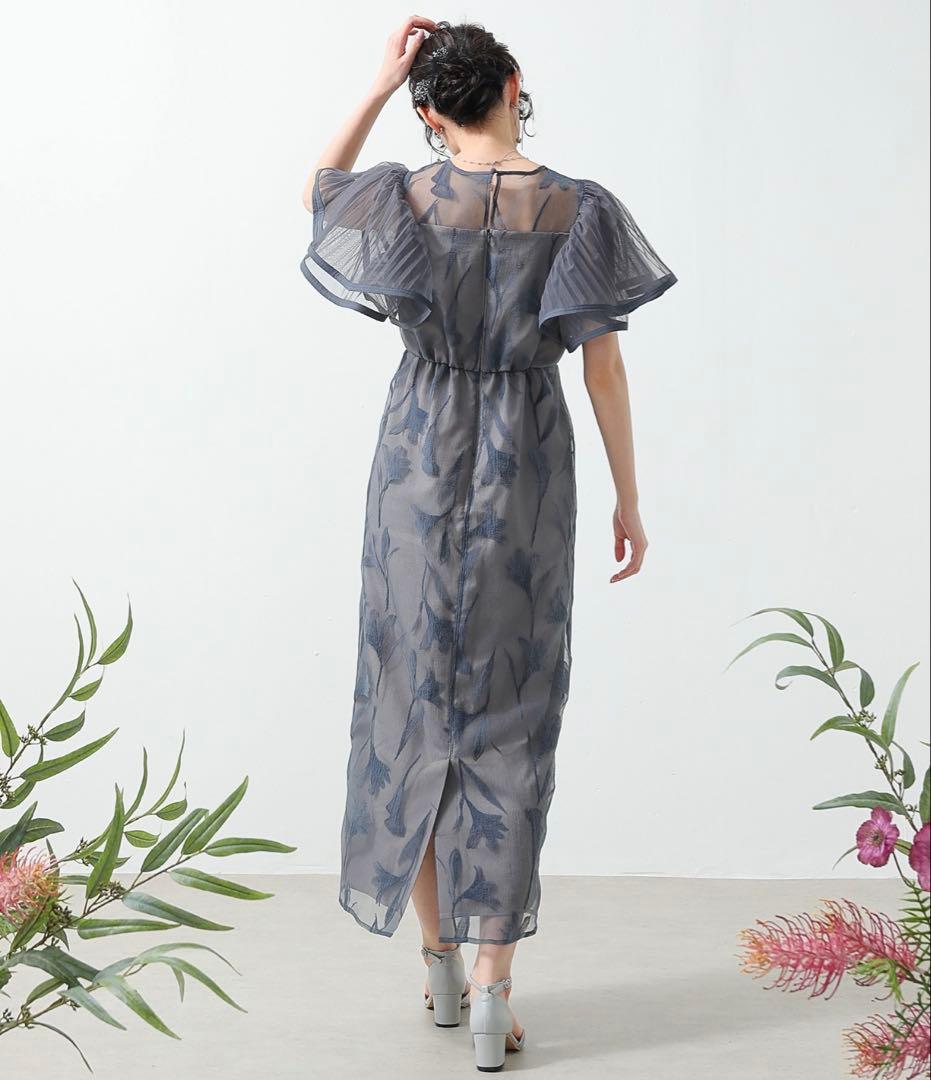 kana シアー素材 フラワー刺繍 ワンピース ドレス 結婚式 オケージョン