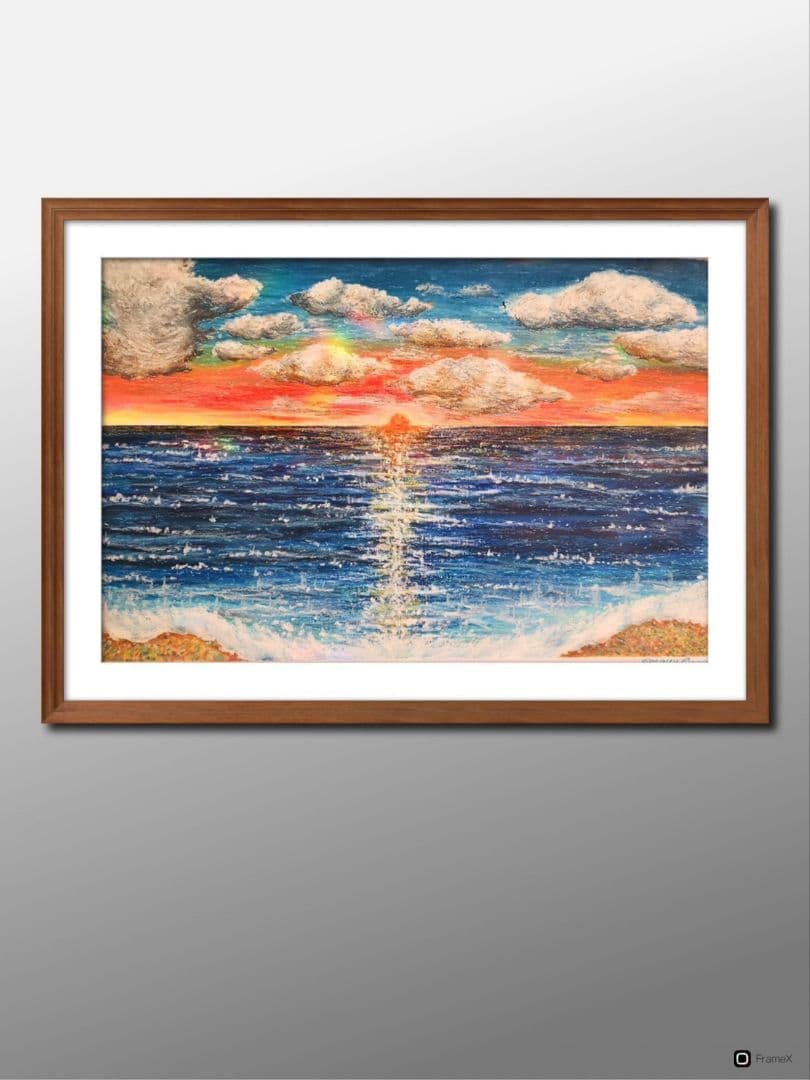 パステル画　風景画　海