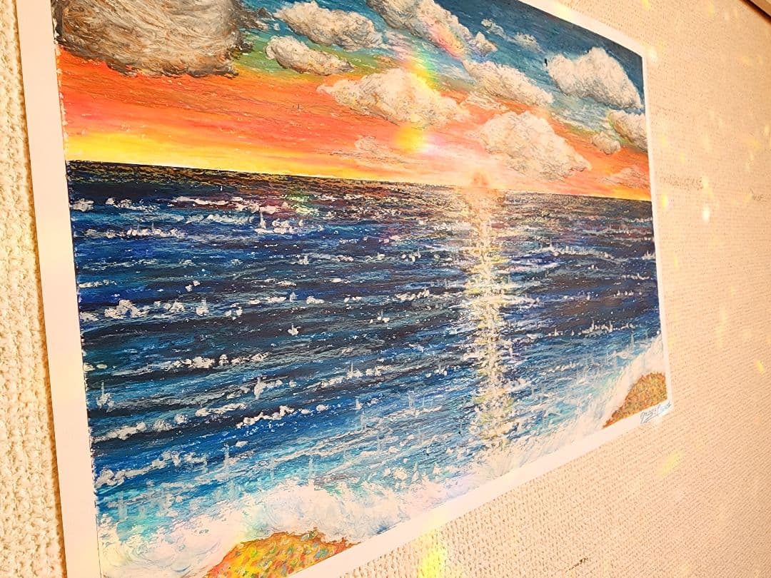 パステル画　風景画　海