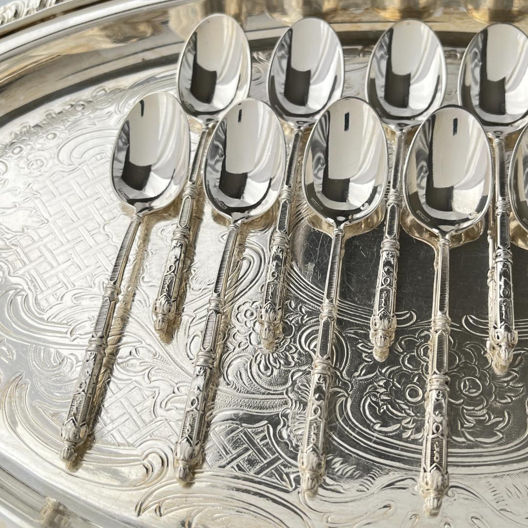 【SFAM】 ロシア様式のデミタススプーン 12本組 仏蘭西 10cm ケース