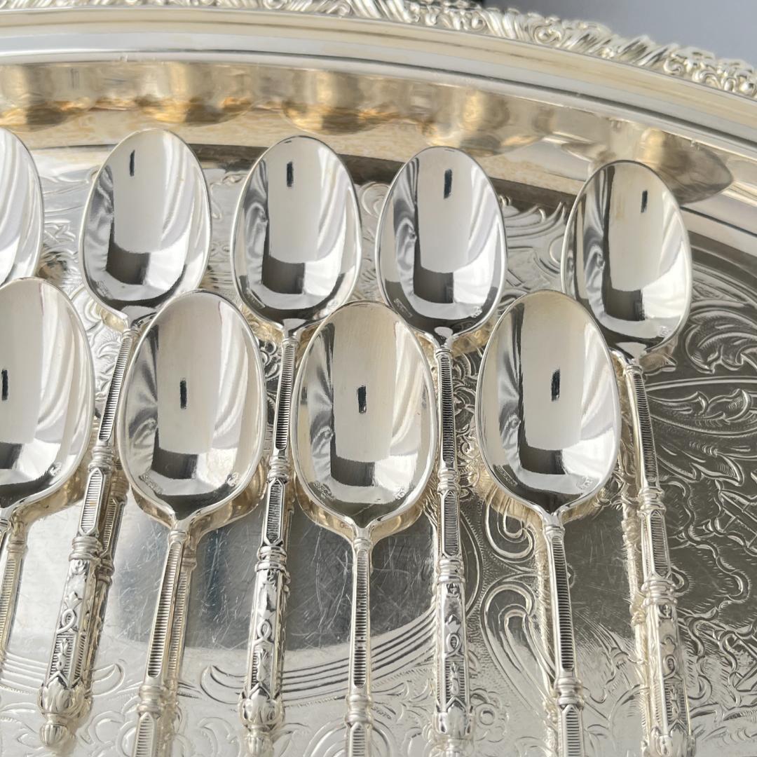 【SFAM】 ロシア様式のデミタススプーン 12本組 仏蘭西 10cm ケース