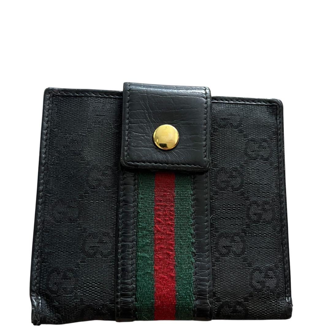 美品】GUCCI オールドグッチ 二つ折り財布 シェリーライン ヴィンテージ