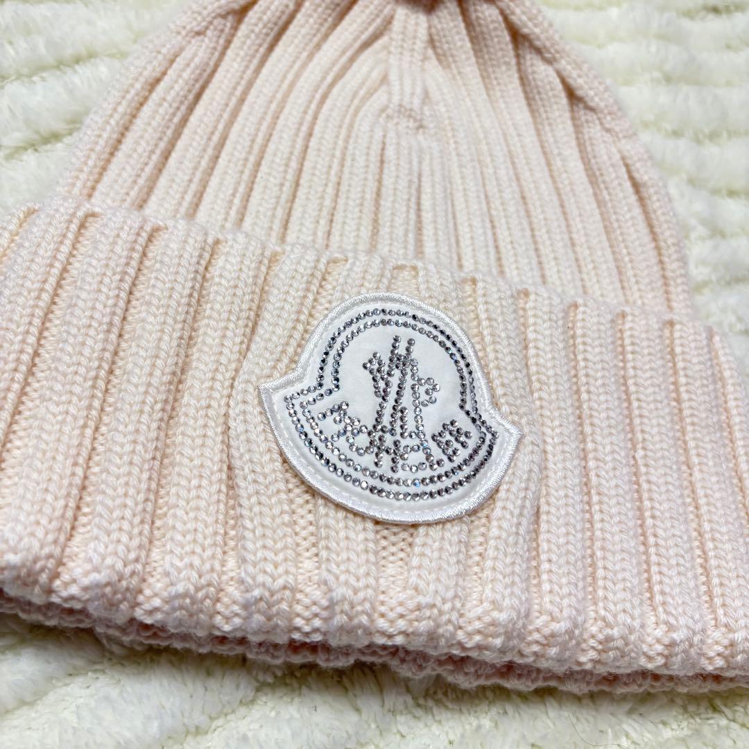 モンクレ ニット帽 ビーニー アイボリー キラキラ - メルカリ