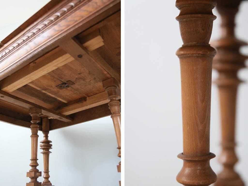 フランスアンティーク木製ダイニングテーブル/机/作業台デスク/飾り棚86-171