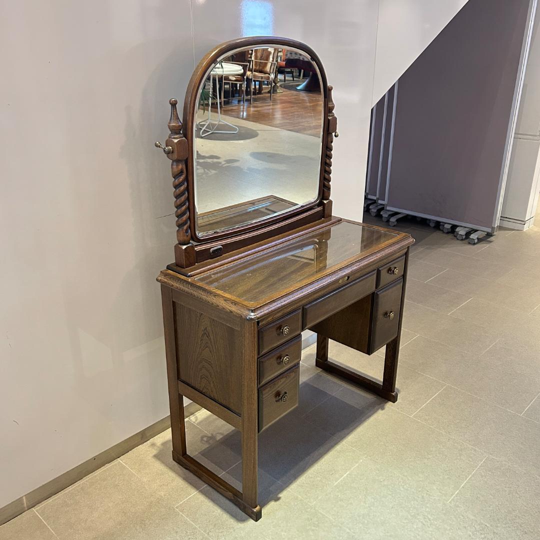 高梨産業 ROBIN】 オーク無垢材 ドレッサー 椅子付き-買物