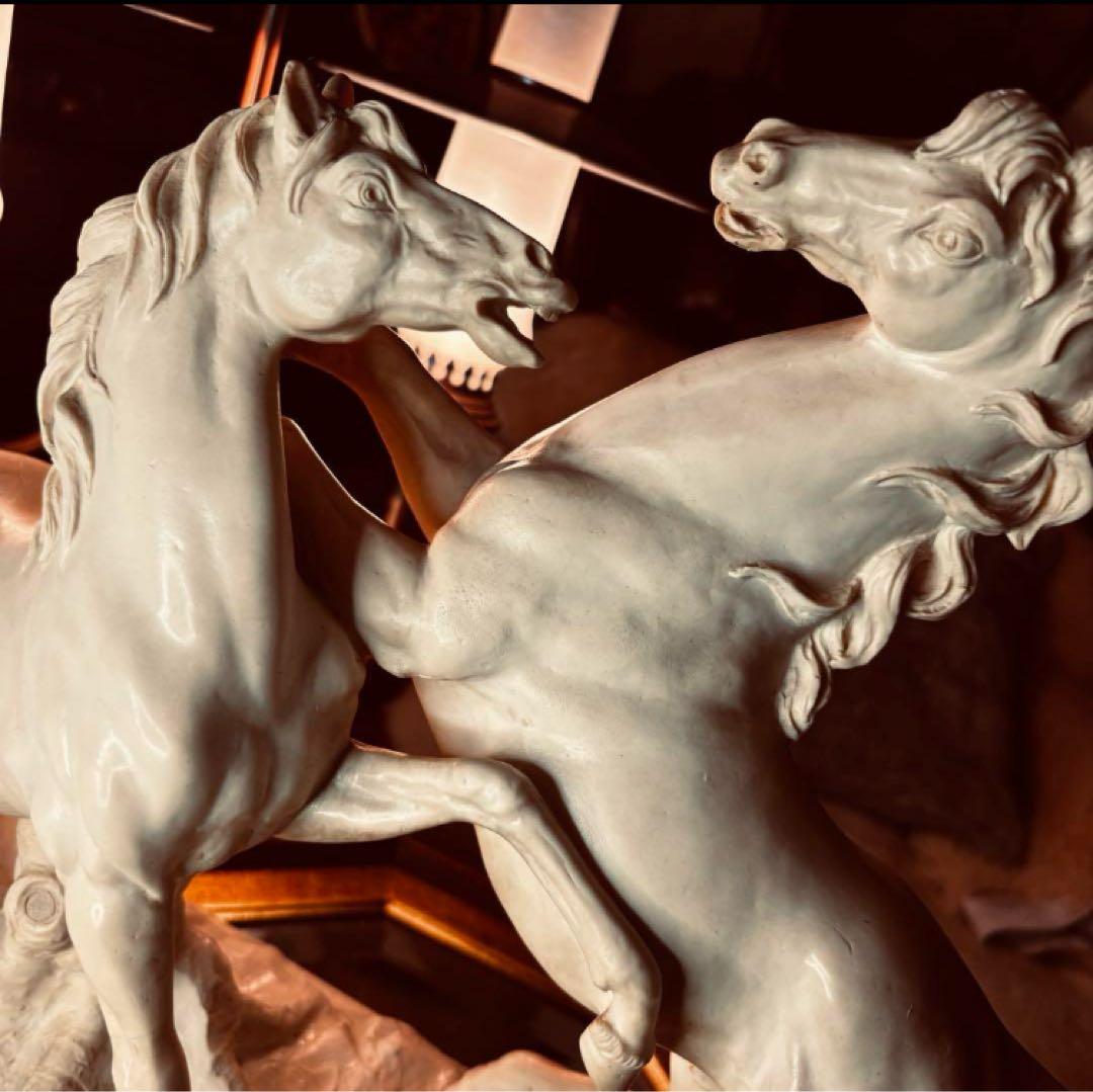 湯布院アンティーク イタリア ビンテージ サンティーニ 2頭馬 大置物