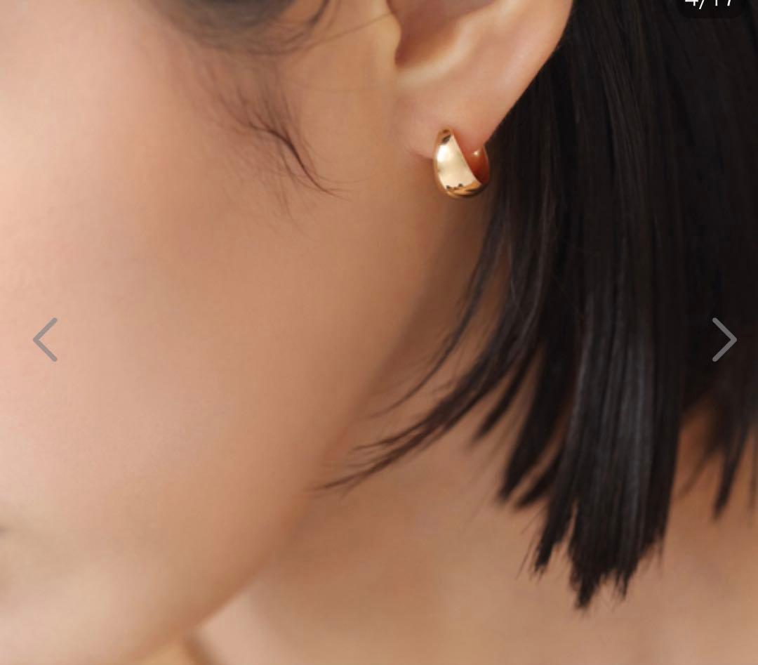 Lilas 三日月フープピアス 片耳のみ ゴールド K10