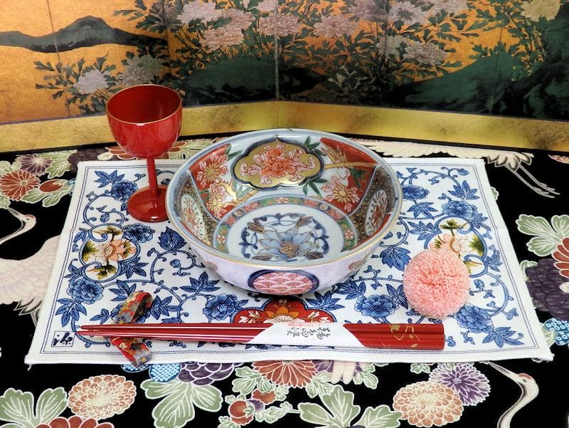 大聖寺伊万里 金襴手 窓絵 花鳥紋の図 春寒鉢 膾皿 5客 C770AS-CZt