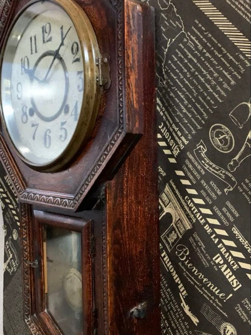 【アンティーク】SATO's CLOCK FACTORY ゼンマイ式八角古時計