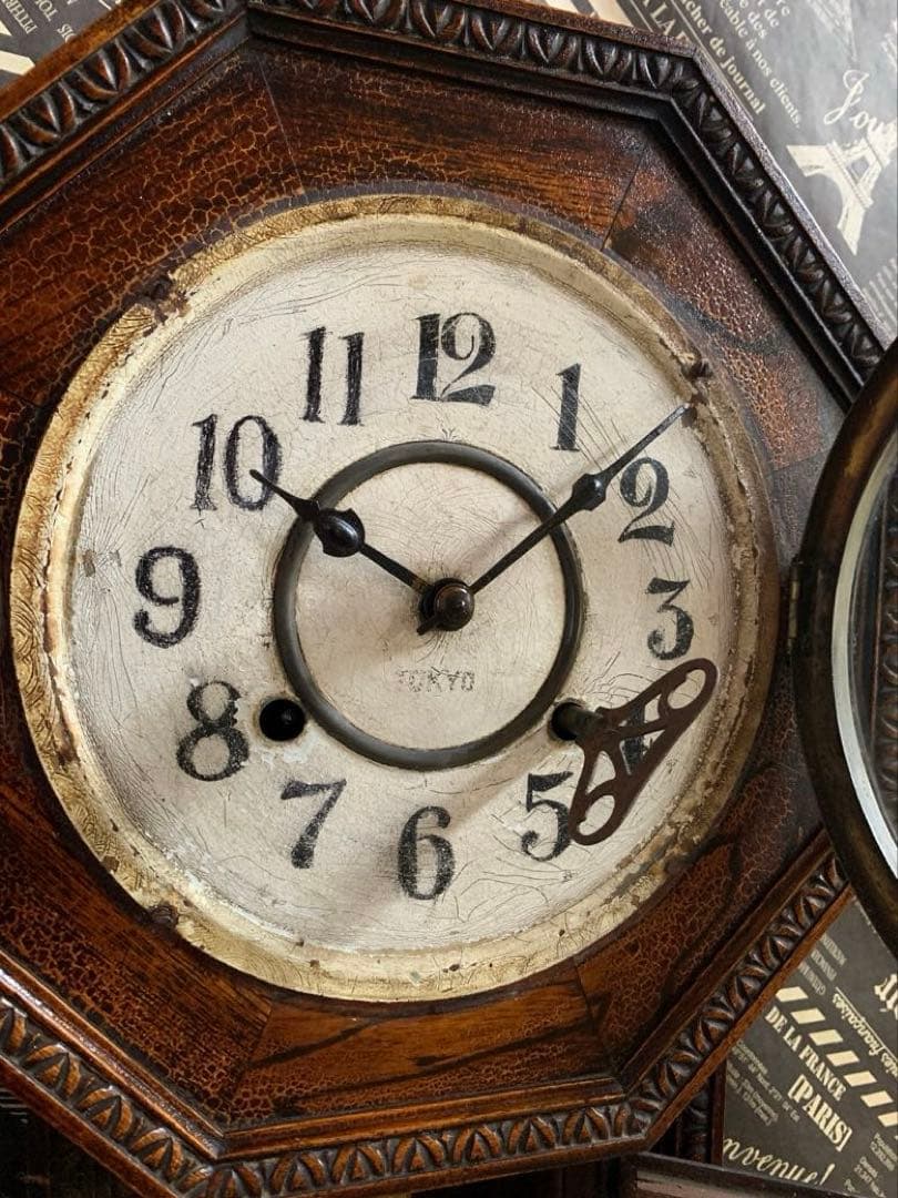 【アンティーク】SATO's CLOCK FACTORY ゼンマイ式八角古時計