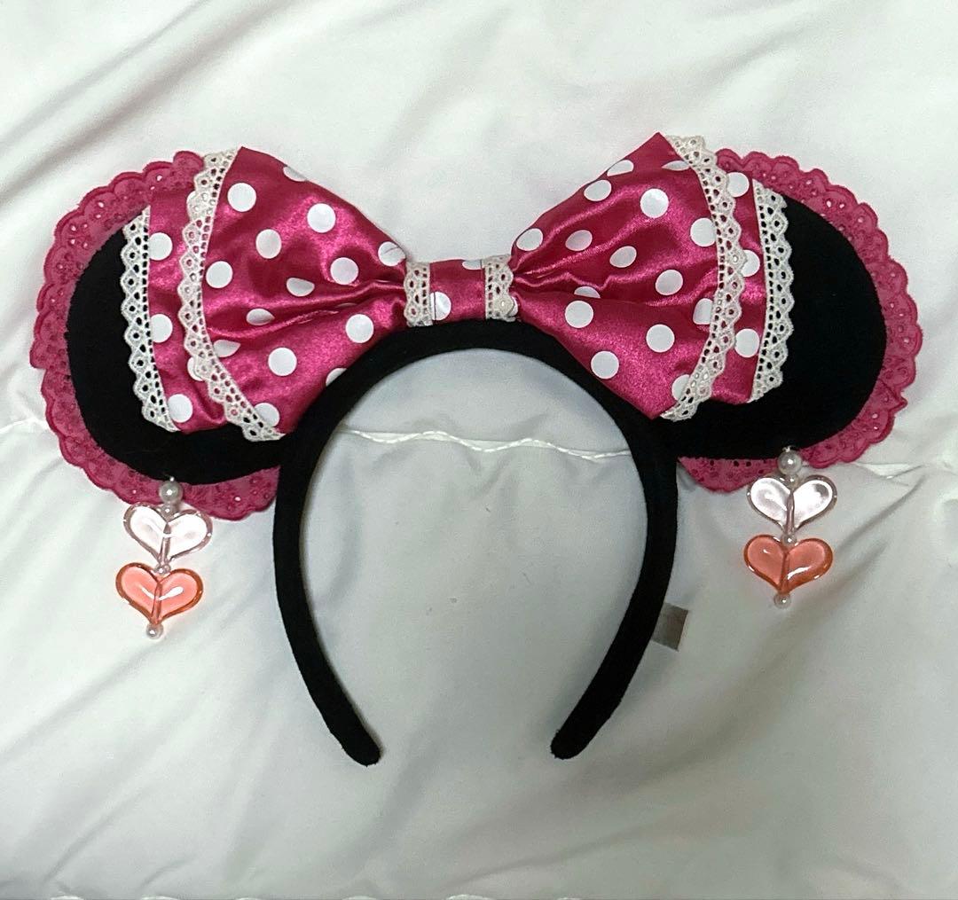 ディズニーカチューシャ ミニー ピンク ハート イヤリング レア 廃盤
