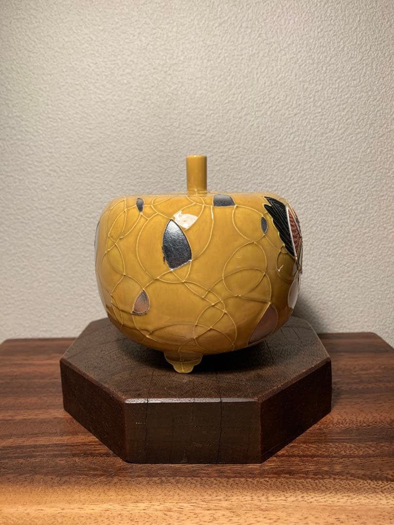 二代目 中村翠嵐 古代黄交趾 鴛鴦香爐 香炉 黄交趾 京焼 茶道具 共箱