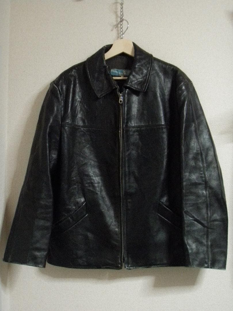40s 50s WICO ZIP コの字 unknown レザー ジャケット 黒 C992