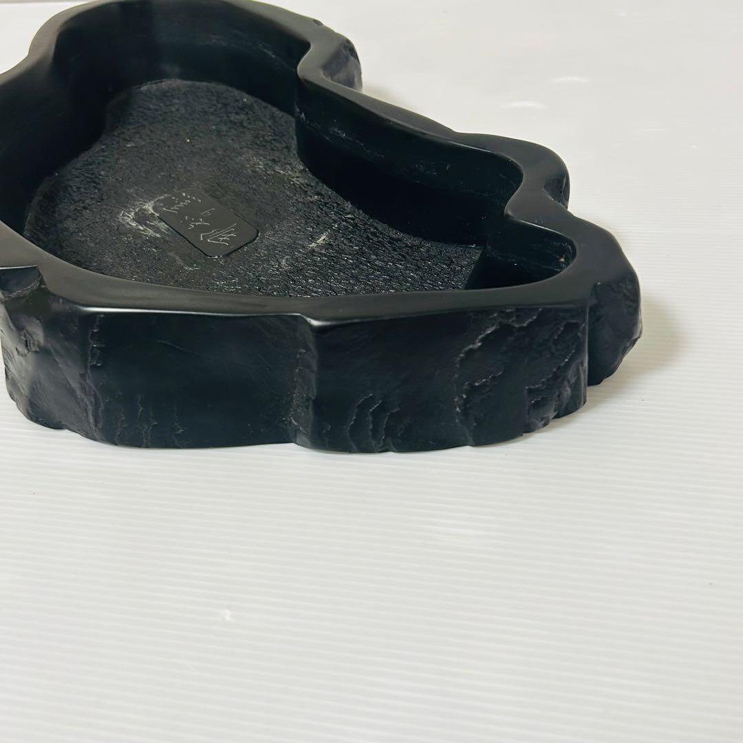【那智黒水盤】　水盤　那智黒石　オブジェ　伝統工芸　花器　インテリア　剣山付