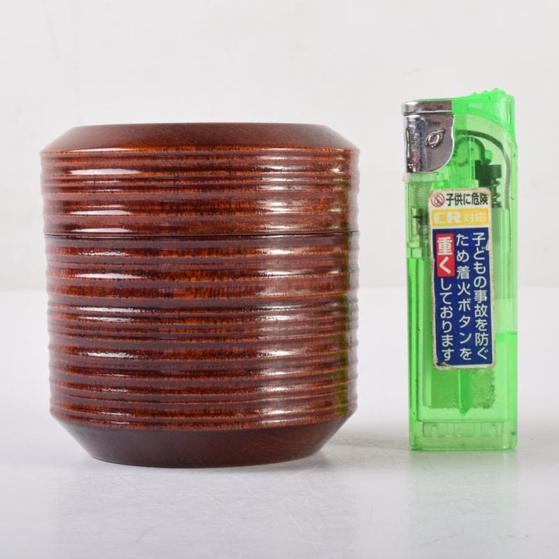 茶道具　漆塗　千筋　棗　時代箱付　V　7109