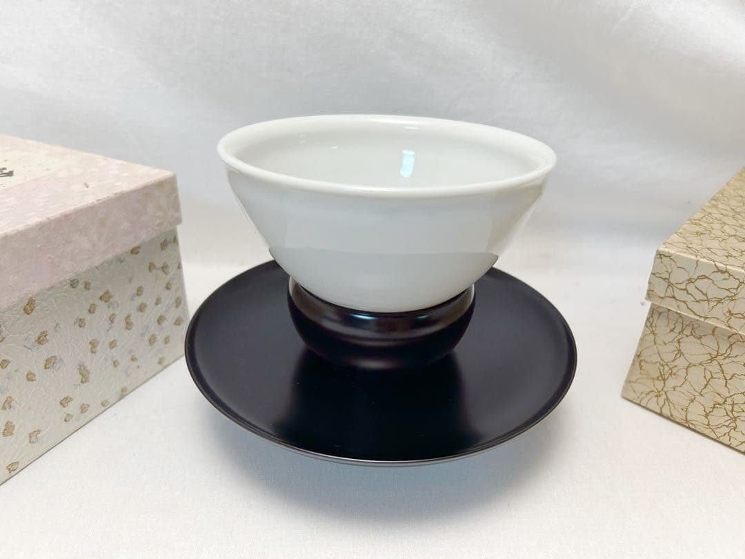 ほぼ未使用 茶道具 木製黒塗天目台 蔵山造 天目茶碗 元箱