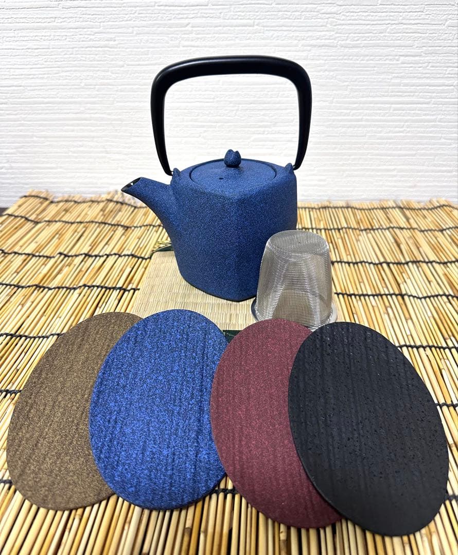 菊地保寿堂奥山清行デザインティーポット げんじss 茶托 月 4枚