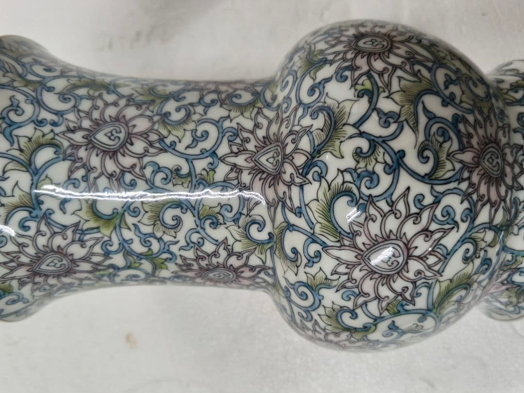 河本礫亭』作 色絵染付華唐草図花瓶☆高30cm 磁彩/彩色 大型 花器 飾