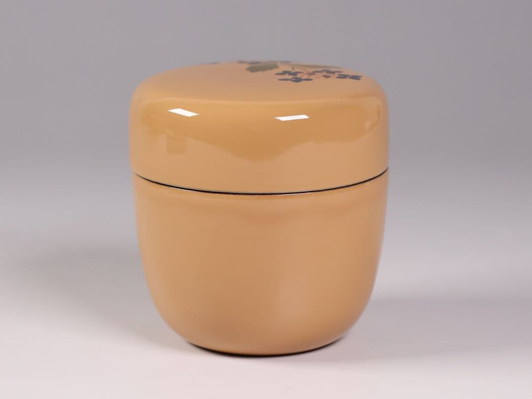 茶道具 中出松峰 白塗 紫陽花蒔絵 中棗 木製 共箱 漆芸 螺鈿