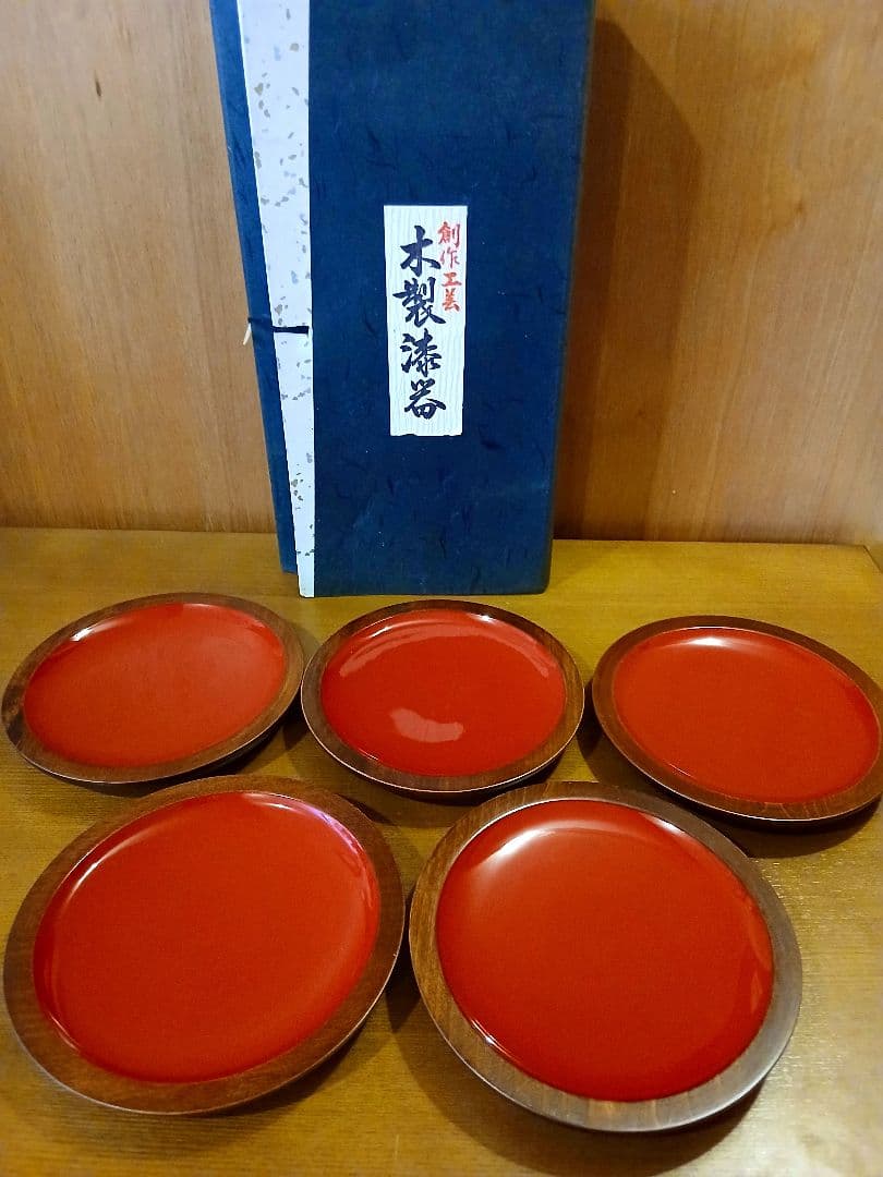 未使用 山加萩村 木製漆器 銘々皿 5客セット 天然木 木曽漆器 - メルカリ