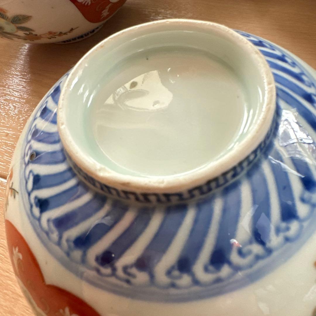 古伊万里 赤絵椀 太明年製 懐石 金彩 7客 蓋付