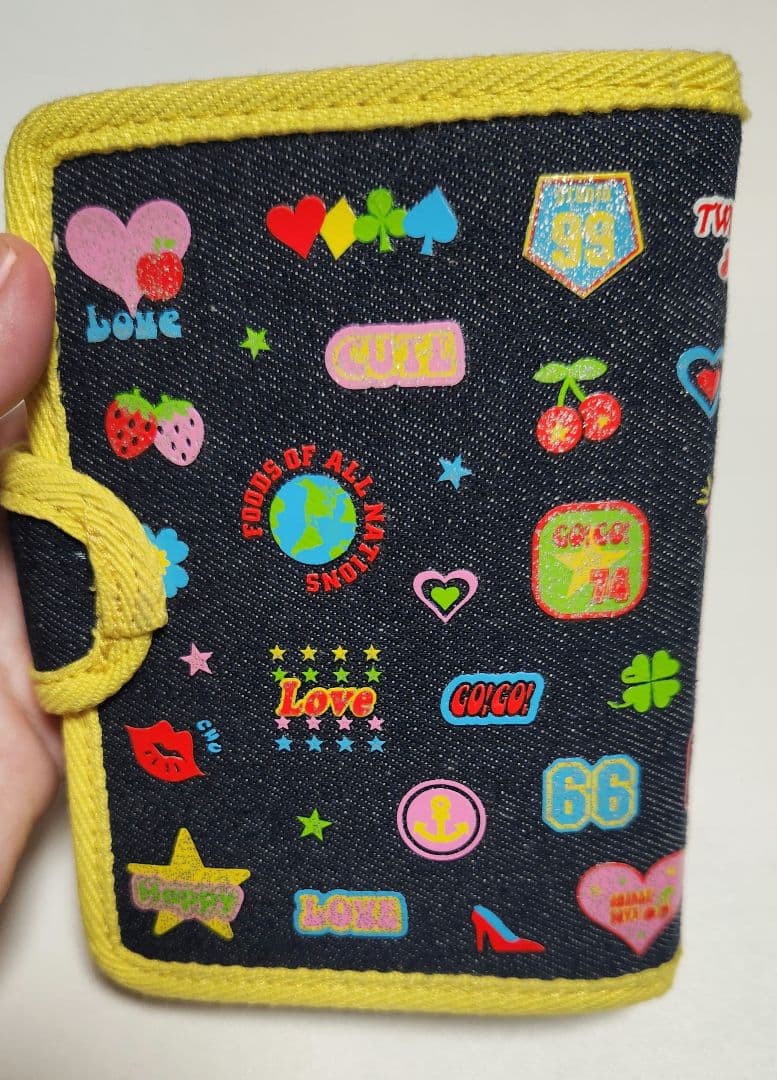 希少 平成レトロ　シール帳 手帳 バインダー デニム　ミラー付　CRUX　当時品