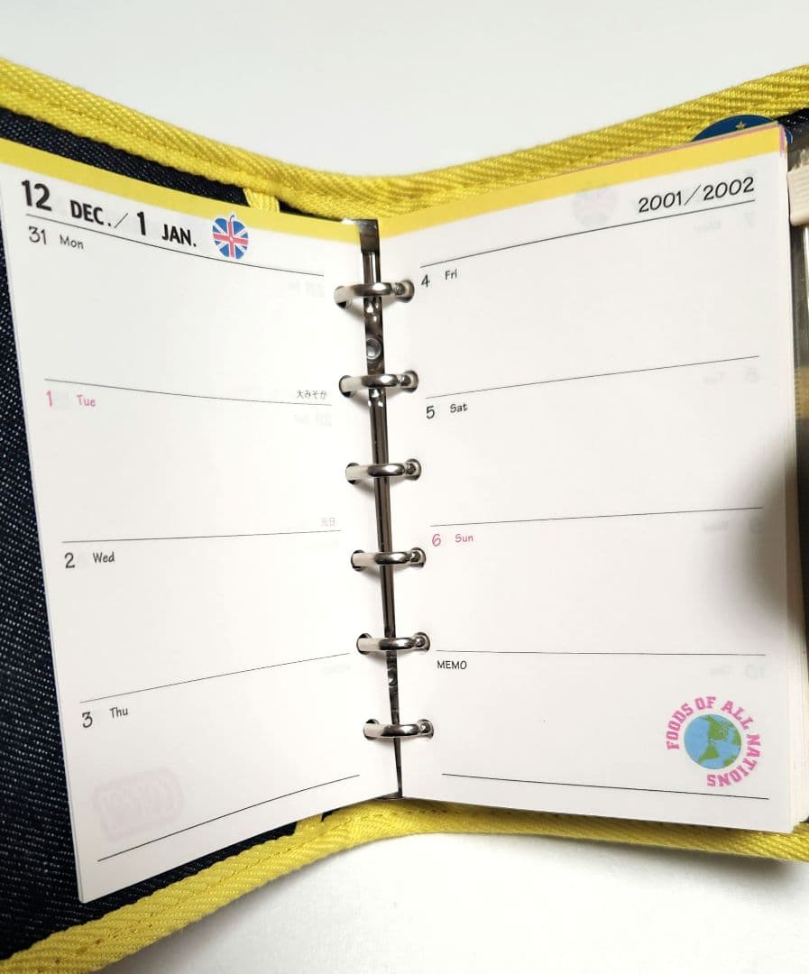 希少 平成レトロ　シール帳 手帳 バインダー デニム　ミラー付　CRUX　当時品