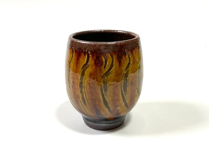 作家物船木研児船木研兒指描筒茶碗抹茶碗民芸民藝バーナードリーチ