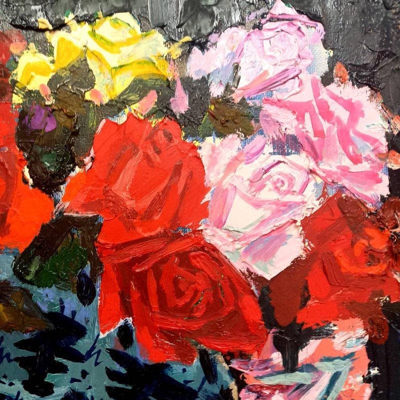 ☆ 真柄修一 ☆「 薔薇 」 油絵　F６号　 新品額！