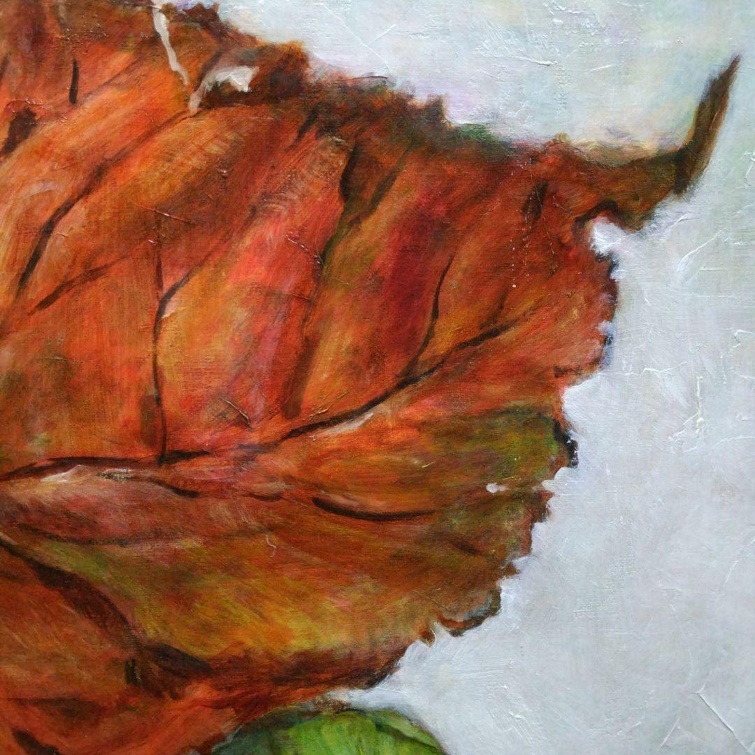 落ち葉をダイナミックに画面いっぱいF12号。保田三友紀の油絵額縁