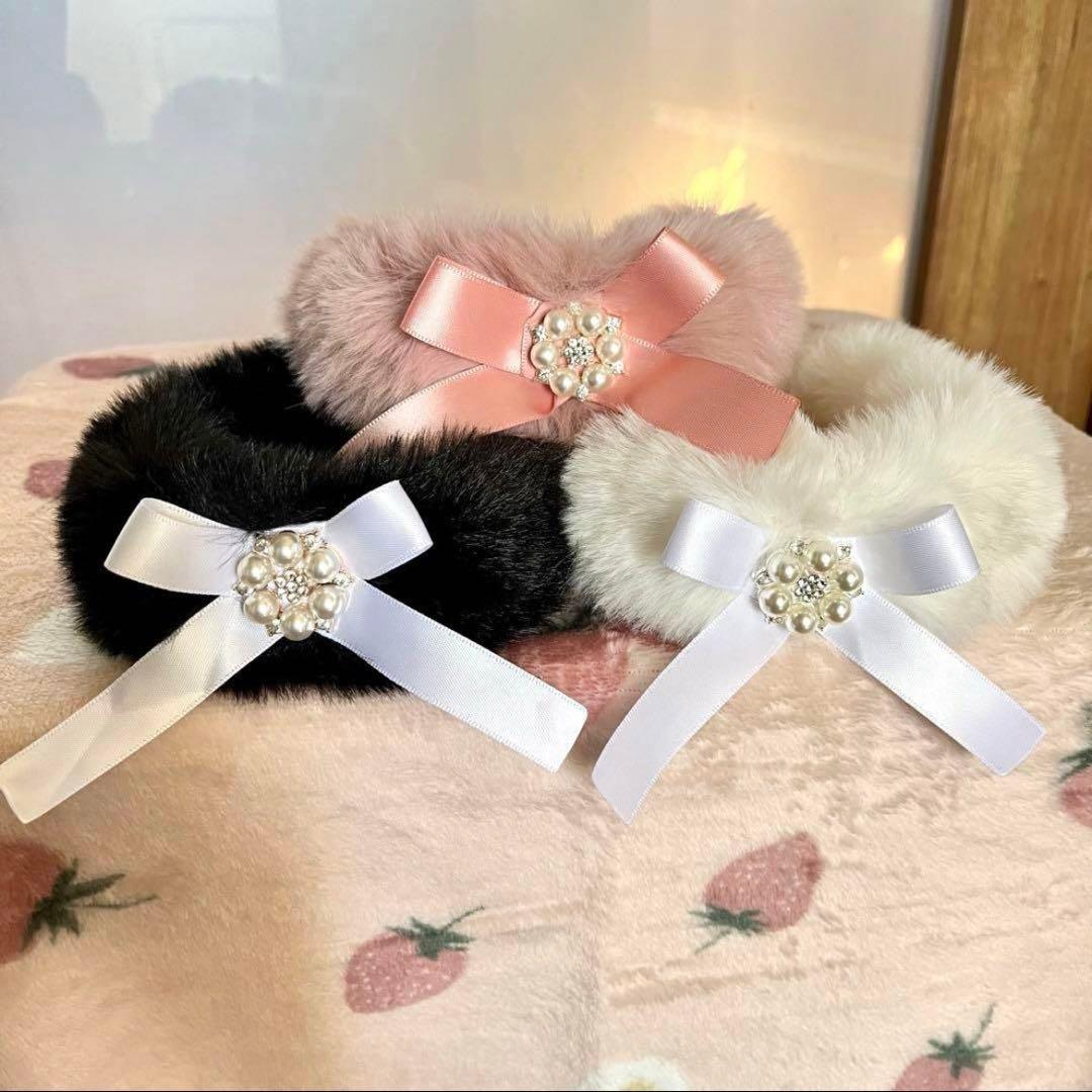 1243.わんこスヌード マフラーつけ襟 ファーブラウン ハンドメイド 犬