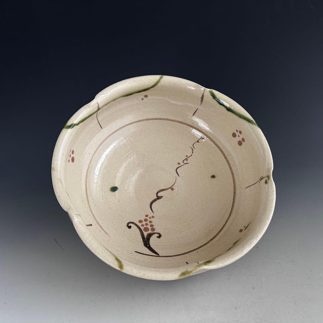 茶道具　弥七田織部　菓子鉢　菓子器　川本了生　共箱　陶芸　美濃焼　皿　茶席　茶会