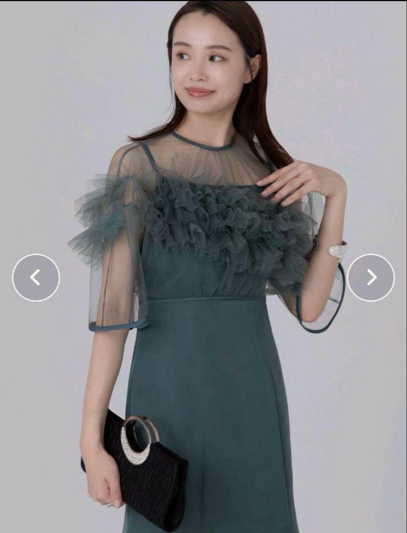 Leja ボリュームチュールパイピングフレアドレスワンピース