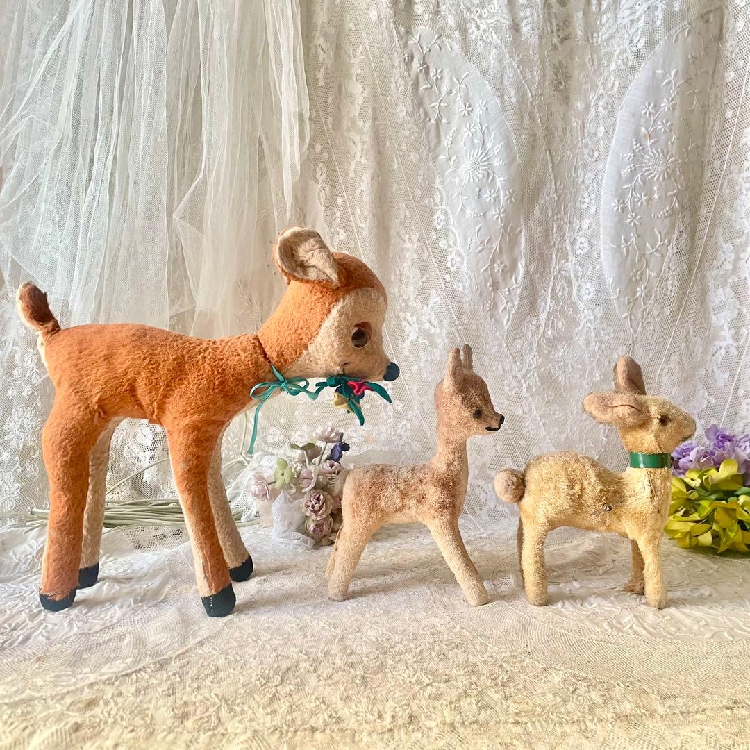 バンビぬいぐるみ3体セット 子鹿小鹿 フランスアンティーク ドイツ