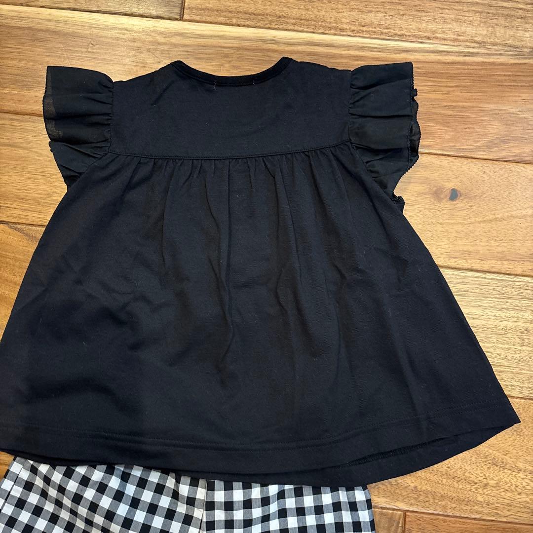 美品ファミリアTシャツショートパンツテリアギンガムチェック90