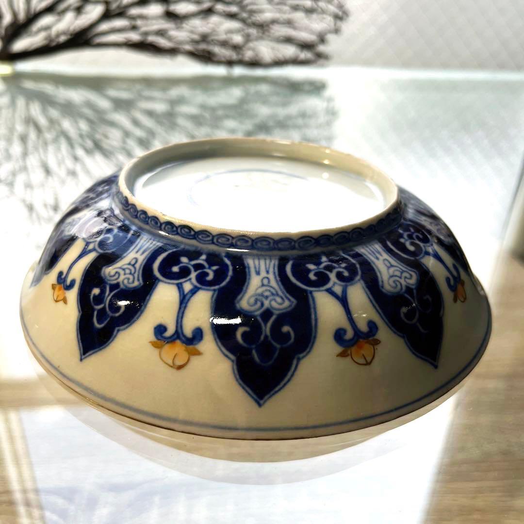 骨董 古伊万里 金彩色絵 希少図案 栗鼠 木賊 山葡萄 膾皿 中皿 1客