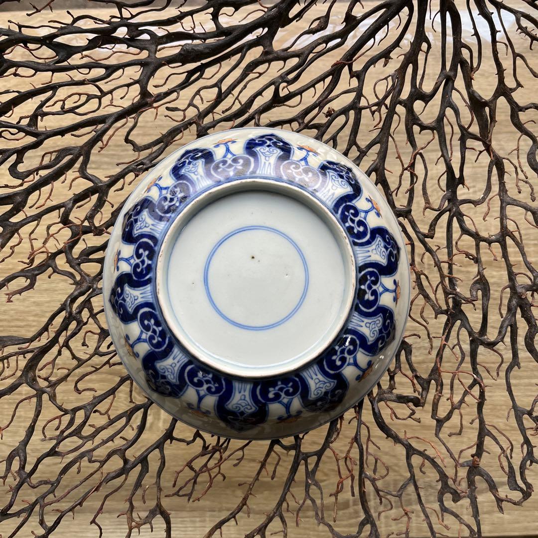 骨董 古伊万里 金彩色絵 希少図案 栗鼠 木賊 山葡萄 膾皿 中皿 1